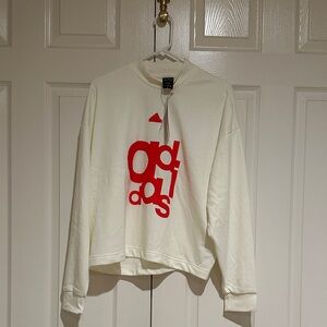 Adidas Women's Cream Sweater with Red Logo